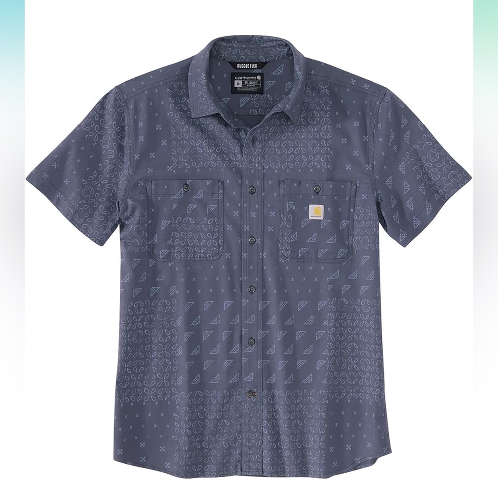 Carhartt Men's Rugged Flex Relaxed Fit Short-Sleeve Print Shirt 2xlt tall Euc